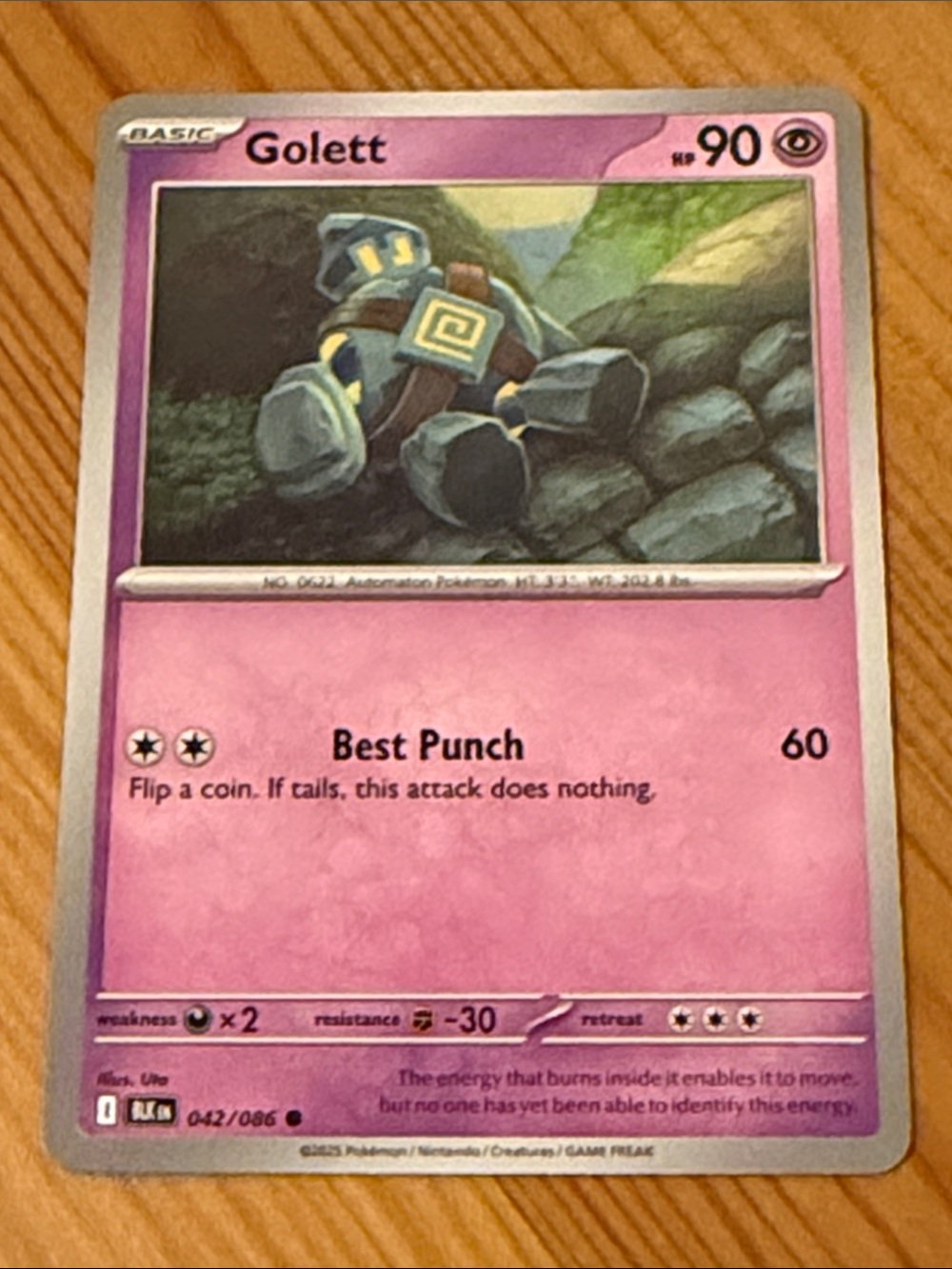 Pokemon Golett Card - Pink and Purple Psychic Design